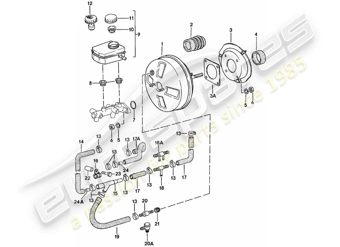 porsche 1981 (924) servofreno - serbatoio diagramma delle parti