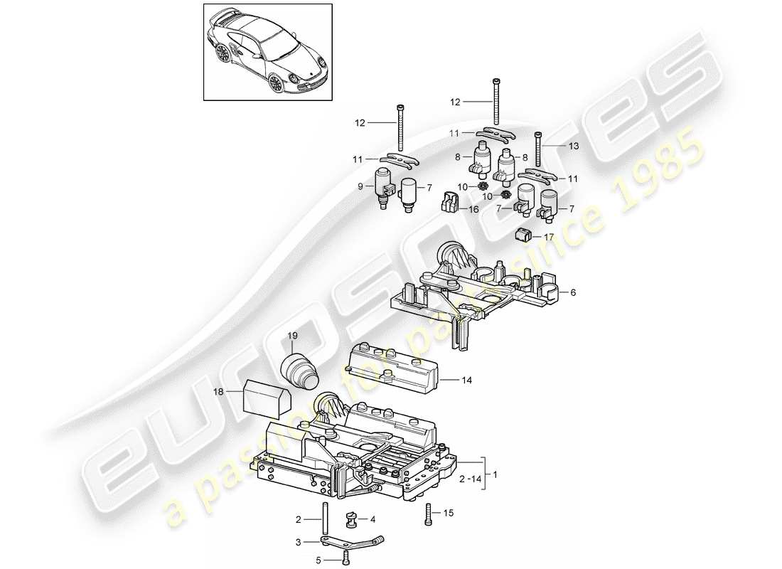 porsche 2009 997-2 turbo / gt2 tiptronic diagramma delle parti