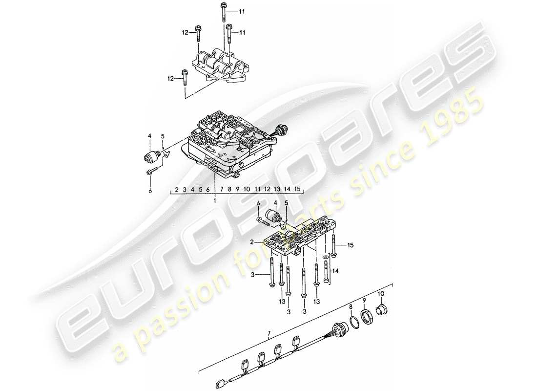 porsche 1992 (968) tiptronic - unità di commutazione - elettrovalvola diagramma delle parti