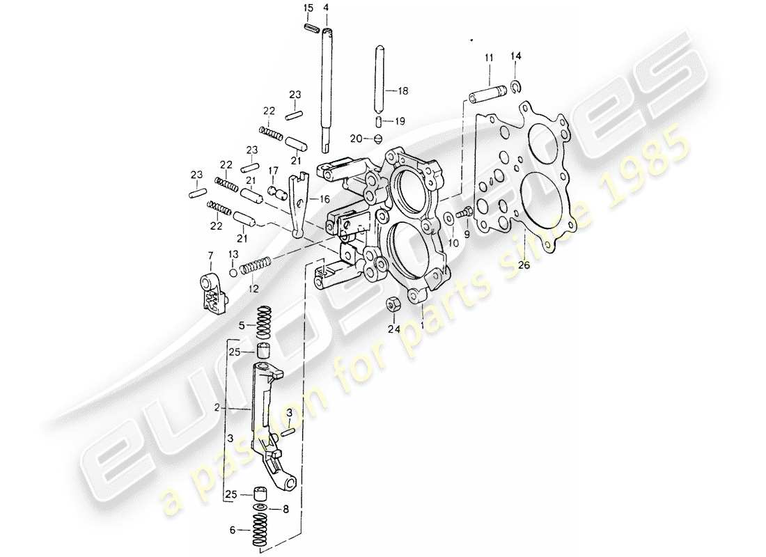porsche 1991 (964) piastra di tensionamento - dispositivo di blocco del comando del cambio diagramma delle parti