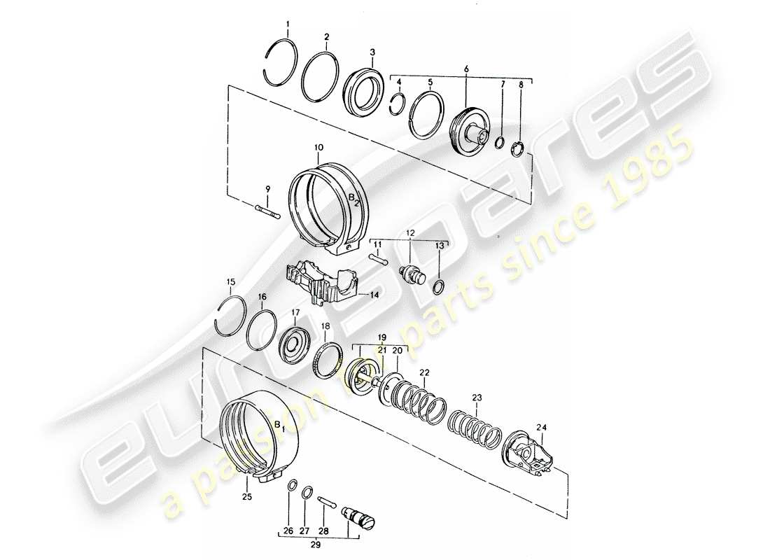 porsche 1995 (928) cambio automatico - fasce freno diagramma delle parti