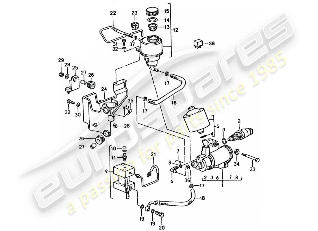 porsche 1992 (928) cambio automatico - controllo bloccaggio 1 diagramma delle parti