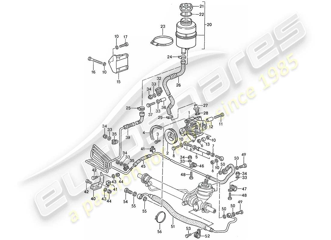 porsche 1990 (944) servosterzo - pompa servosterzo - linee schema parte