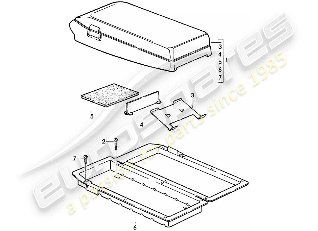 porsche 1983 (924) supporto cassetta diagramma delle parti
