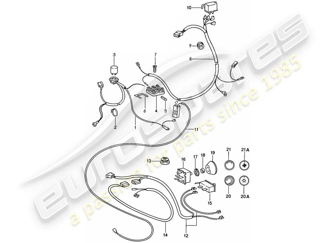 porsche 1985 (911) componenti elettrici - per - condizionatore schema parte