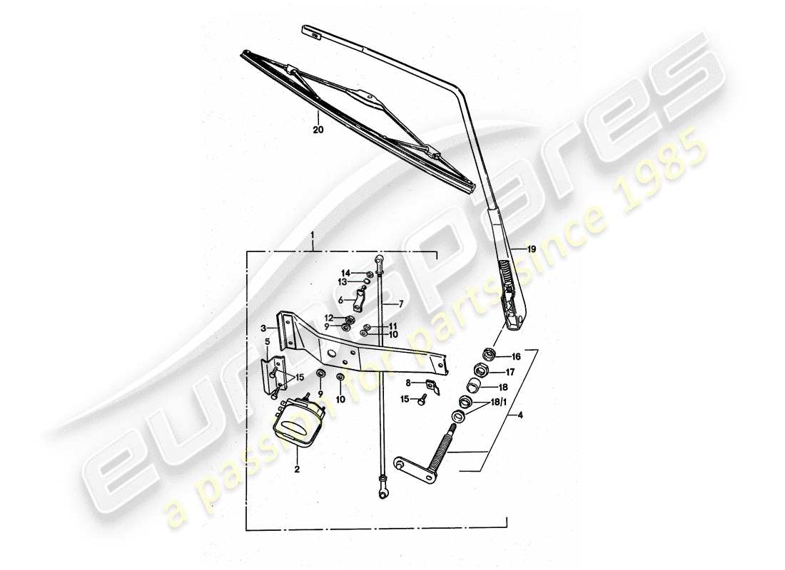 porsche 1976 (911 turbo) tergicristallo posteriore diagramma delle parti