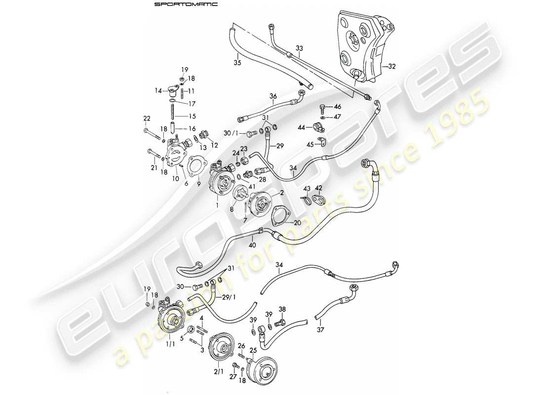 porsche 1973 (911) alimentazione olio - per - convertitore di coppia - sportomatic - d - mj 1972>> - mj 1972 schema delle parti