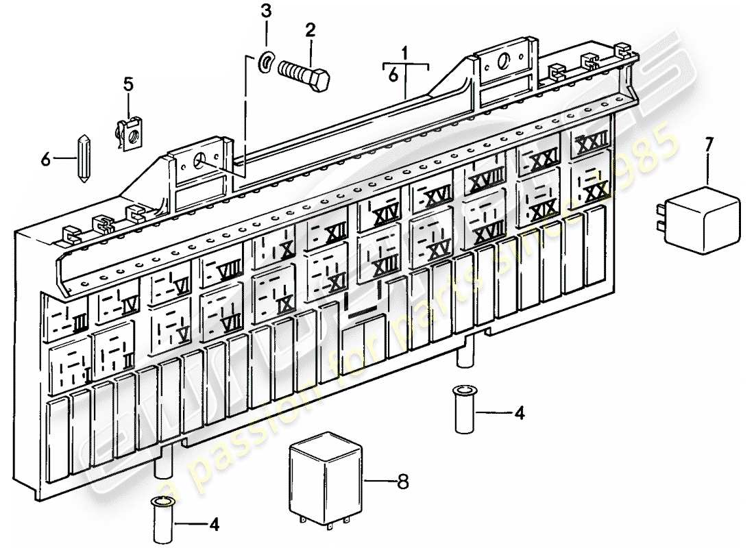 porsche 1983 (928) scatola fusibili/piastra rele' - rele' - fusibile - d >> - mj 1984 schema delle parti