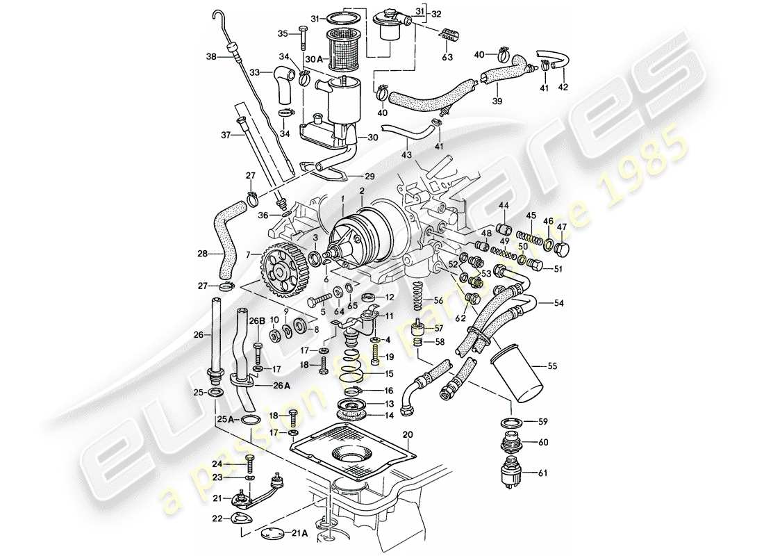 porsche 1981 (928) lubrificazione del motore diagramma delle parti
