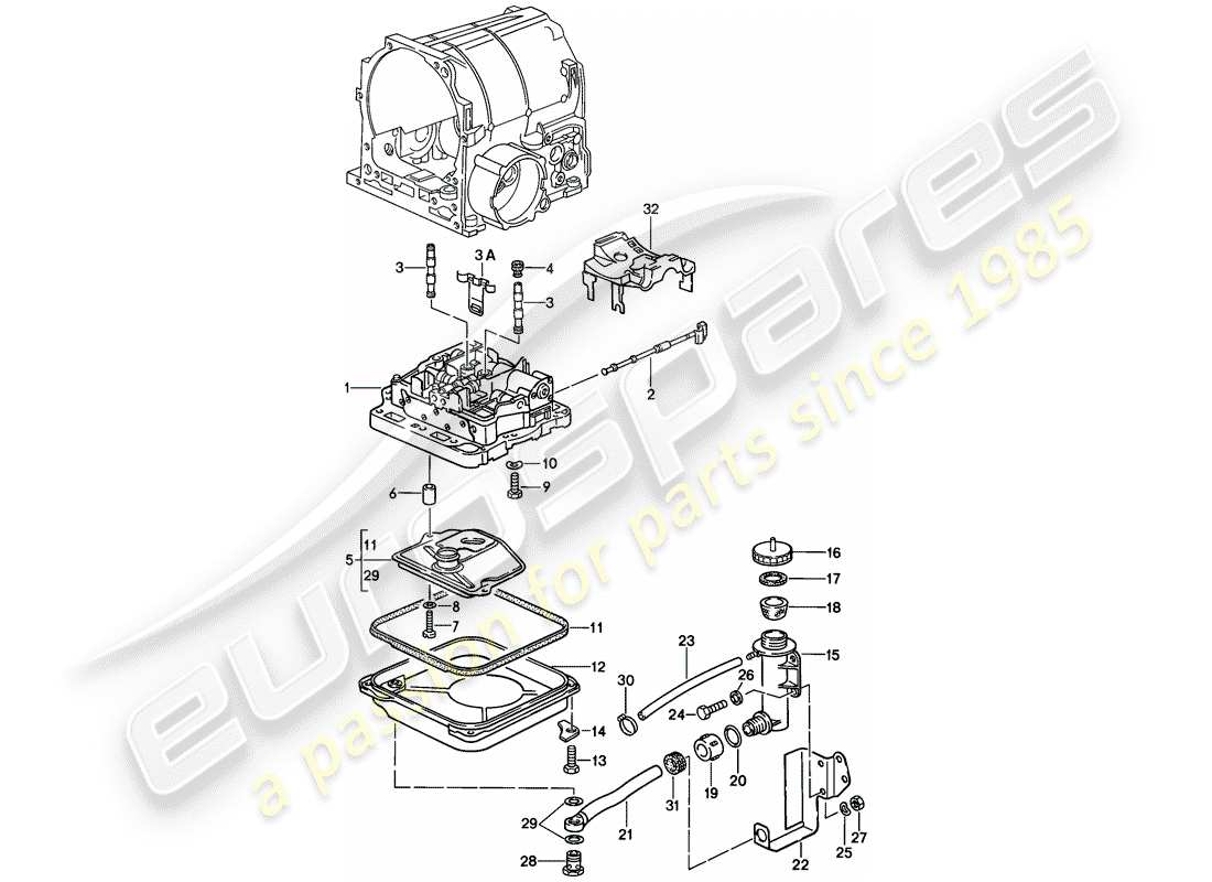 porsche 1982 (928) corpo valvola del cambio - cambio automatico schema delle parti