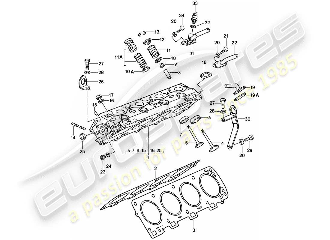 porsche 1982 (928) testata diagramma delle parti