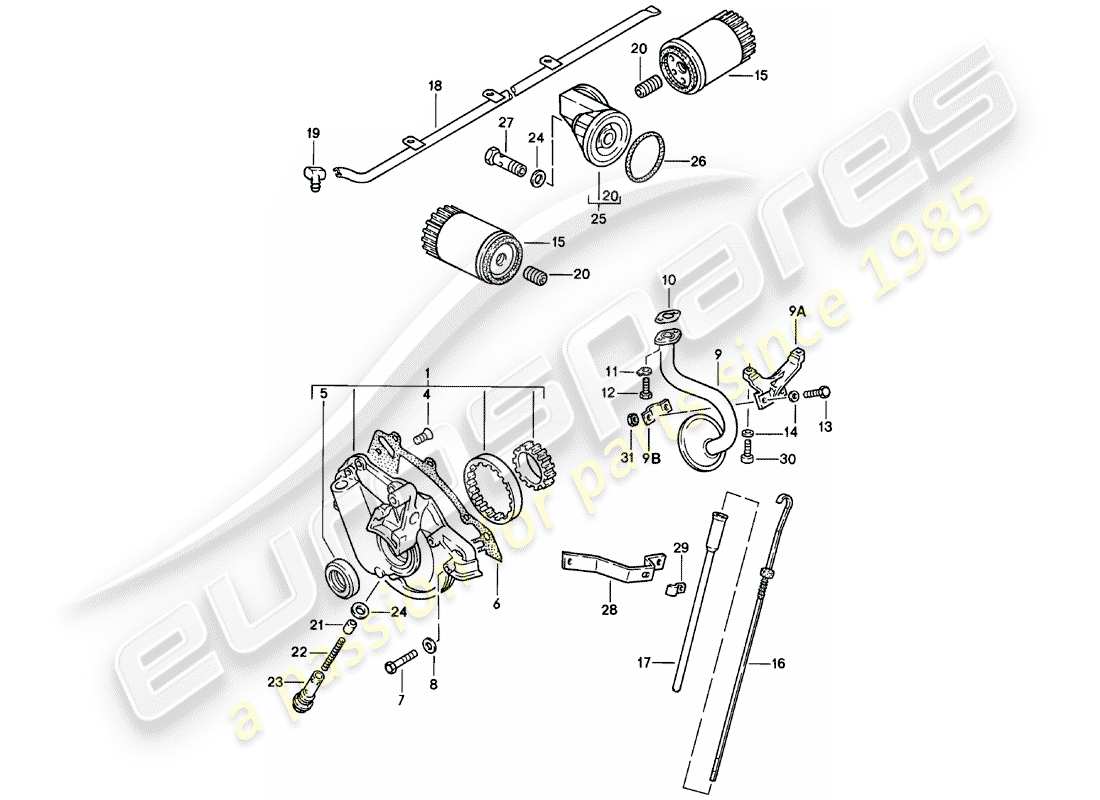 porsche 1983 (924) lubrificazione del motore diagramma delle parti