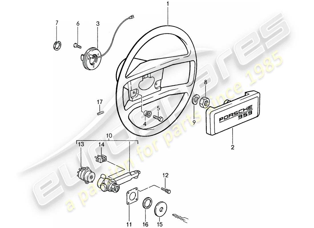 porsche 1987 (959) volante schema delle parti
