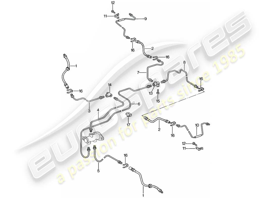 porsche 1987 (924s) diagramma delle parti delle linee dei freni