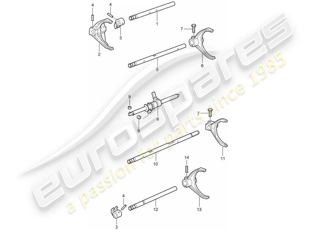 porsche 2009 997-2 turbo / gt2 albero selettore diagramma delle parti