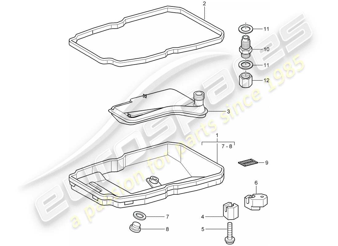 porsche 2009 997-2 turbo / gt2 tiptronic diagramma delle parti