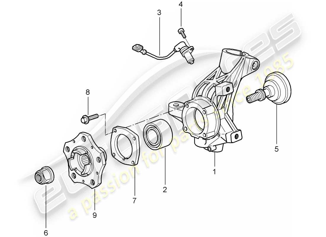 porsche 2007 (997-1 turbo / gt2) portaruota diagramma delle parti