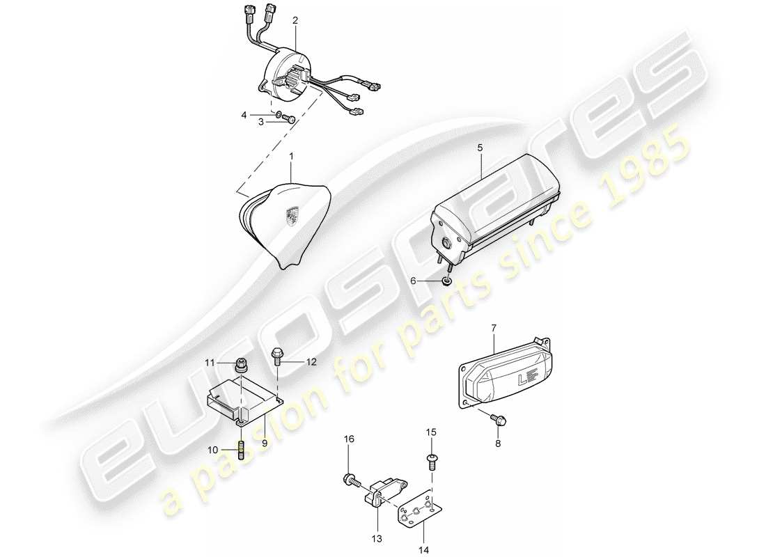 porsche 2005 (carrera gt) diagramma delle parti dell'airbag