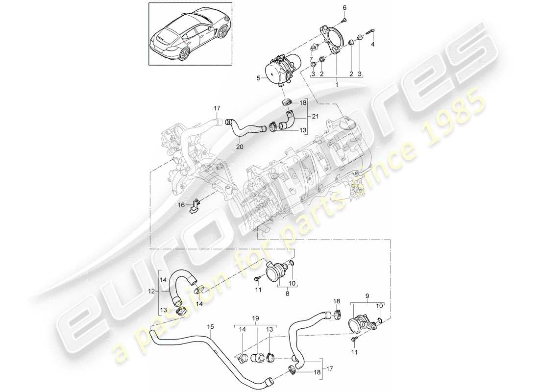 porsche 2014 (panamera 970) sistema di controllo delle emissioni di scarico diagramma delle parti