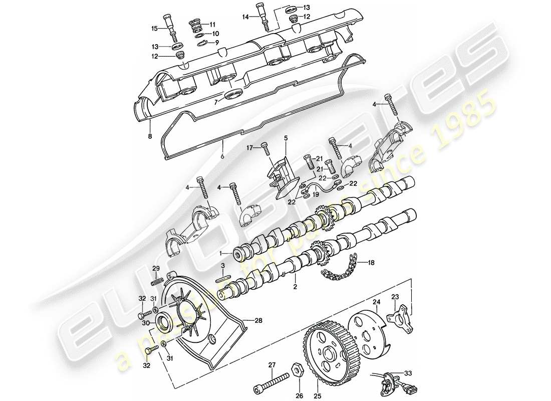 porsche 1988 (944) diagramma delle parti dell'albero a camme