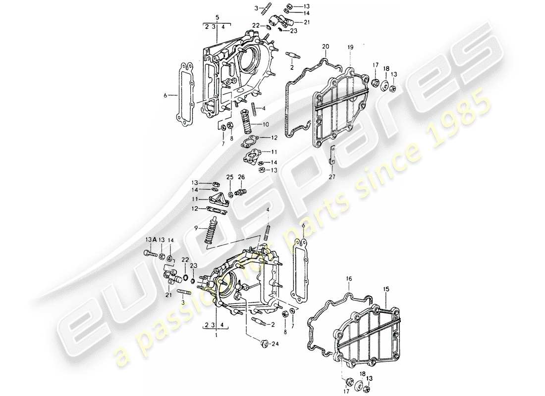 porsche 1993 (964) carter catena - tenditore - catena diagramma delle parti