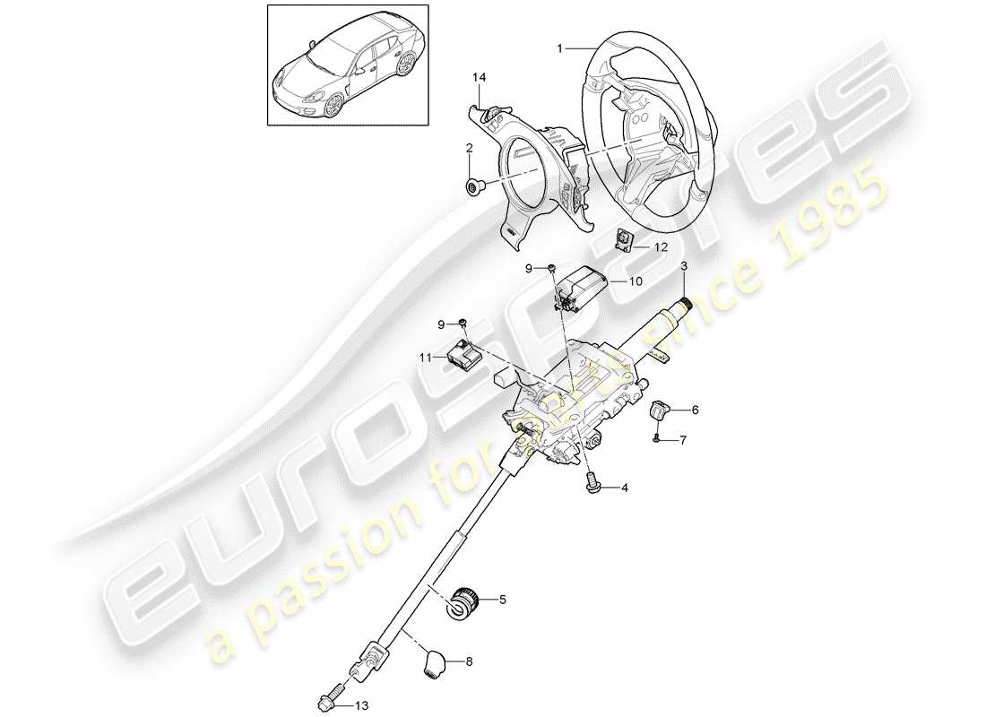 porsche 2015 (panamera 970) volanti diagramma delle parti