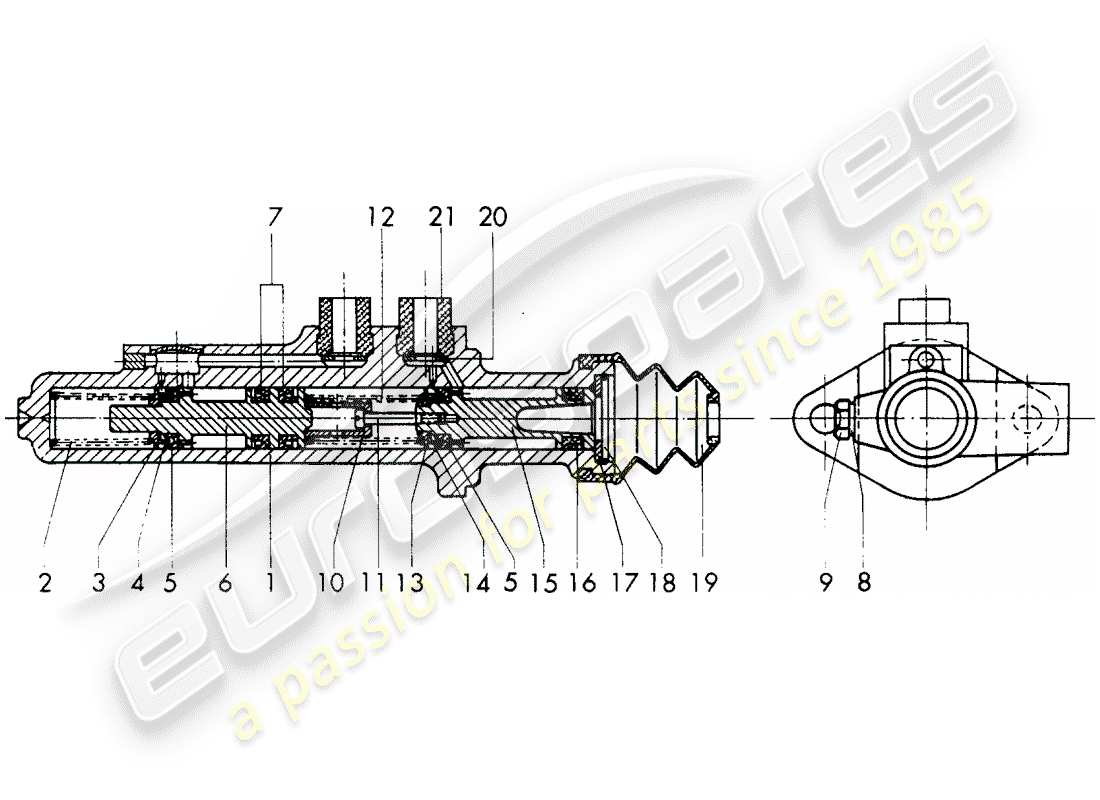 porsche 1966 (911/912) pompa freno - $ 19,05 - senza: - funzione di avvertimento - parti singole - d - mj 1969>> - mj 1969 schema delle parti