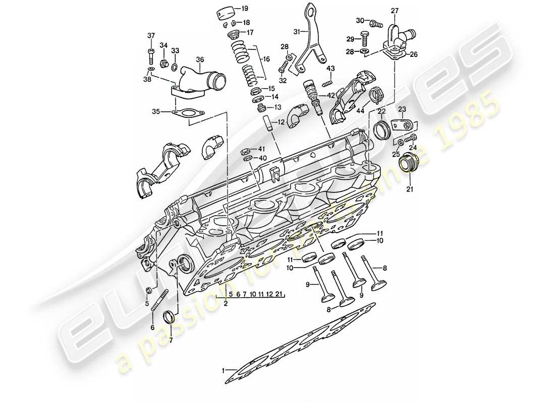 porsche 1990 (944) testata - valvole diagramma delle parti