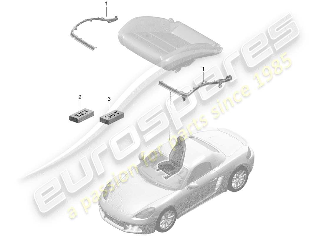 porsche 2019 (718 boxster) imbottitura per sedile diagramma delle parti