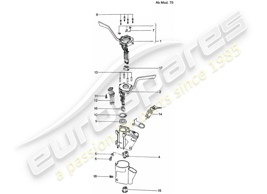 porsche 1971 (914) interruttore piantone dello sterzo - d - mj 1975>> schema delle parti