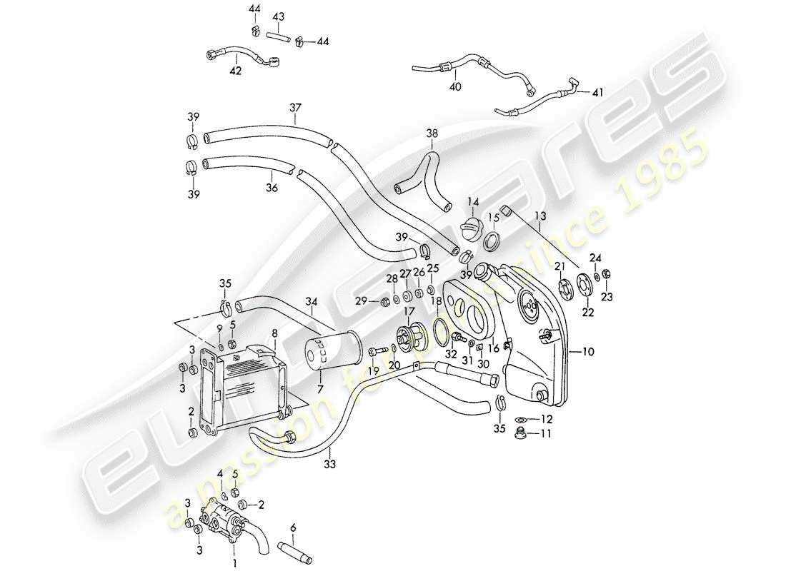 porsche 1970 (911) lubrificazione motore - d - mj 1973>> schema delle parti