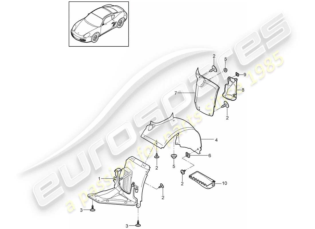 porsche 2011 (987 cayman) diagramma delle parti trims