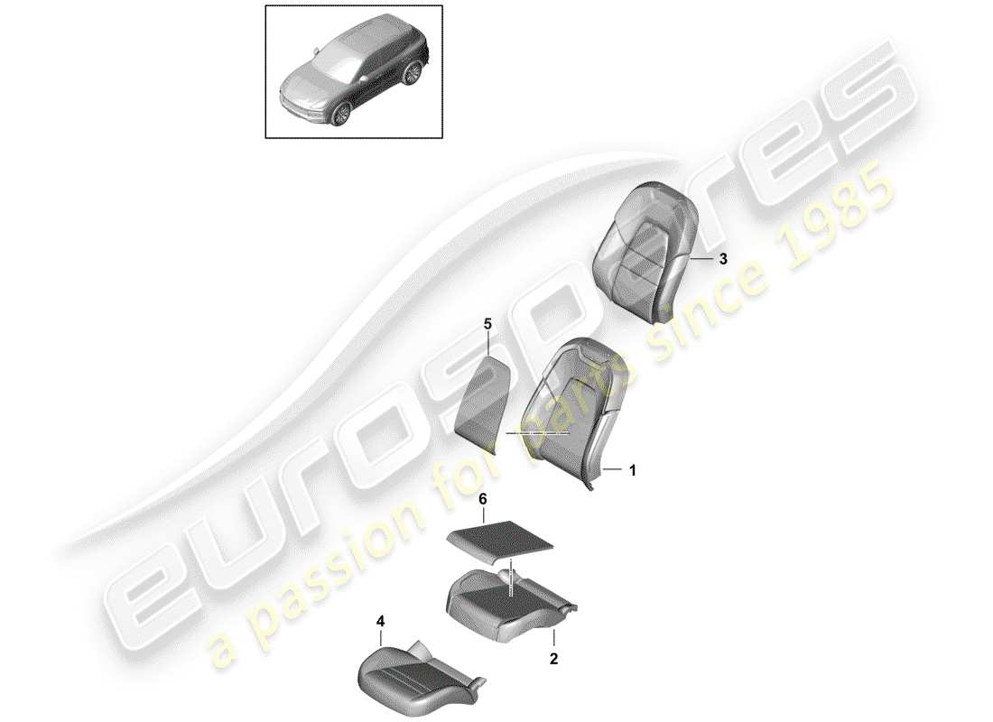 porsche 2019 (cayenne e3 9ya/9yb) parte in schiuma diagramma delle parti