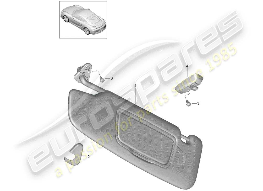 porsche 2016 (981 cayman gt4) schema delle parti delle visiere parasole