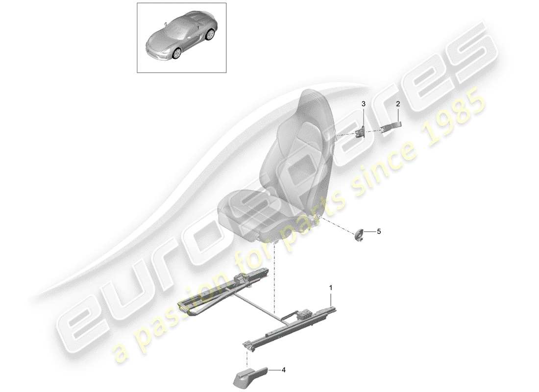 porsche 2016 (981 boxster spyder) diagramma delle parti del sedile