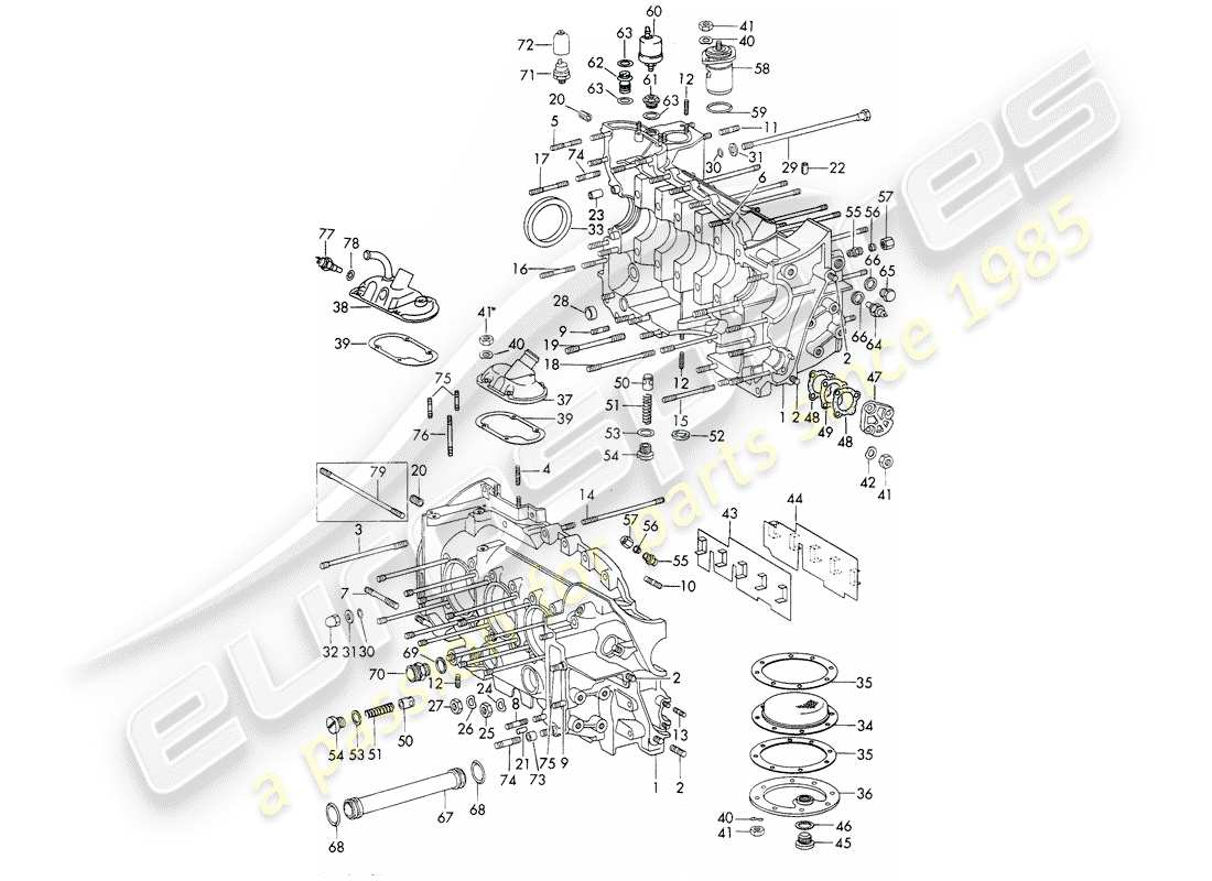 porsche 911/912 (1966) basamento - set di riparazione per manutenzione - set guarnizioni - vedi illustrazione: diagramma delle parti