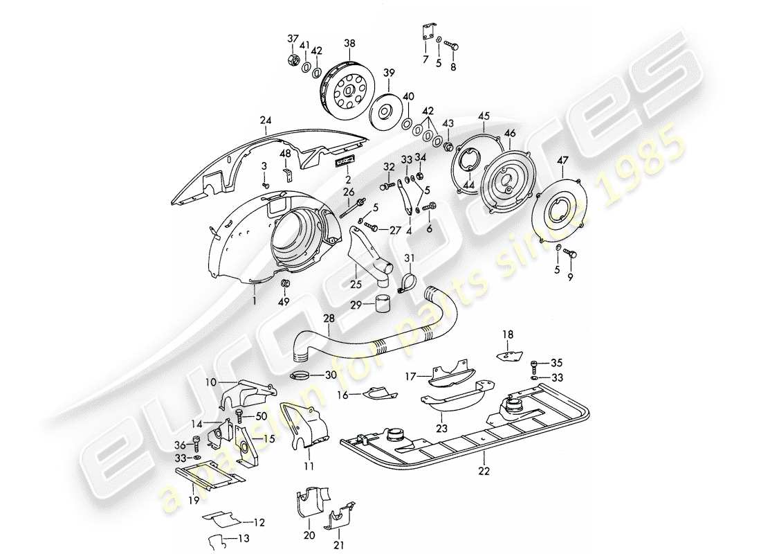 porsche 1966 (911/912) raffreddamento ad aria - condotto dell'aria - e - copertura motore - per - (s)(d) esploso delle parti