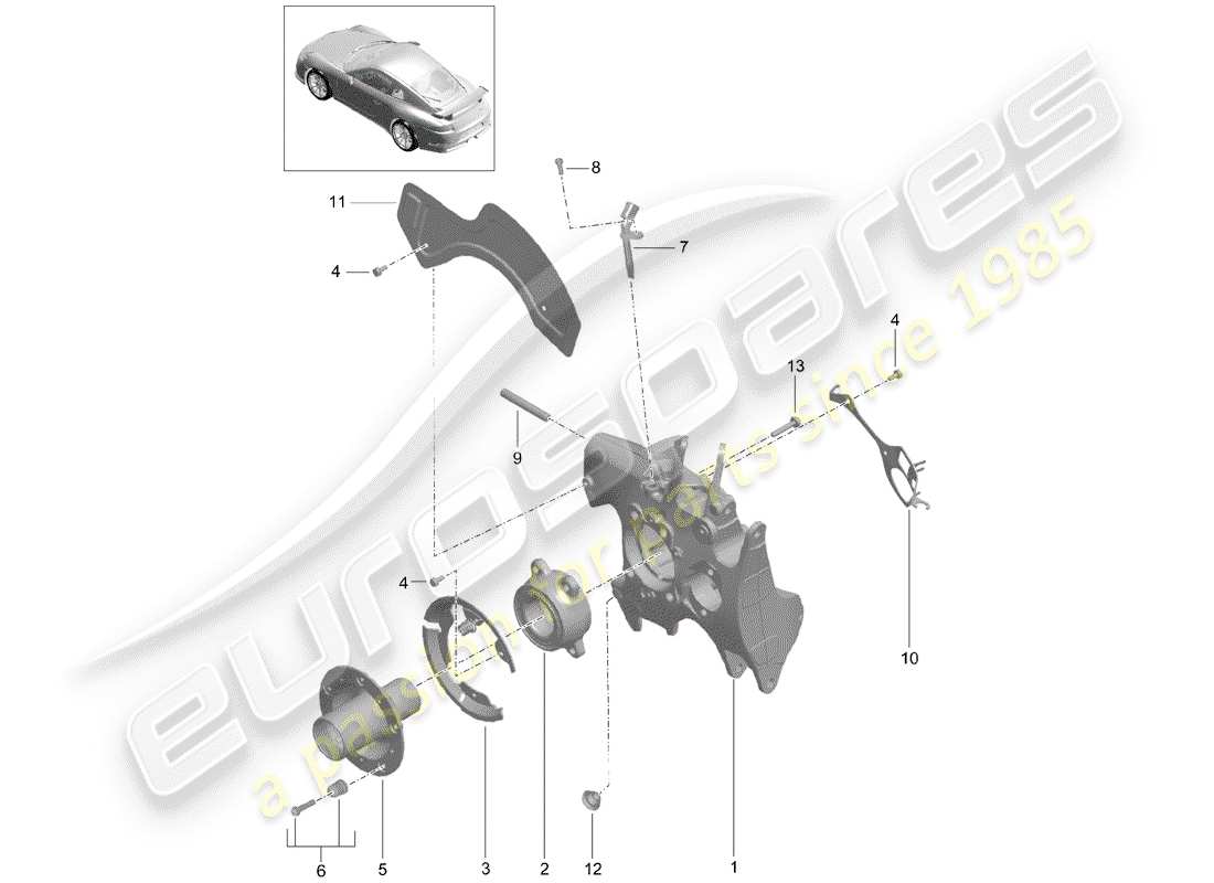 porsche 991r/gt3/rs (2014) asse posteriore diagramma delle parti