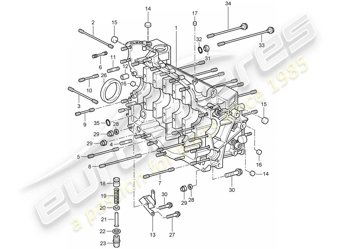 porsche 2007 (997-1 turbo / gt2) basamento diagramma delle parti