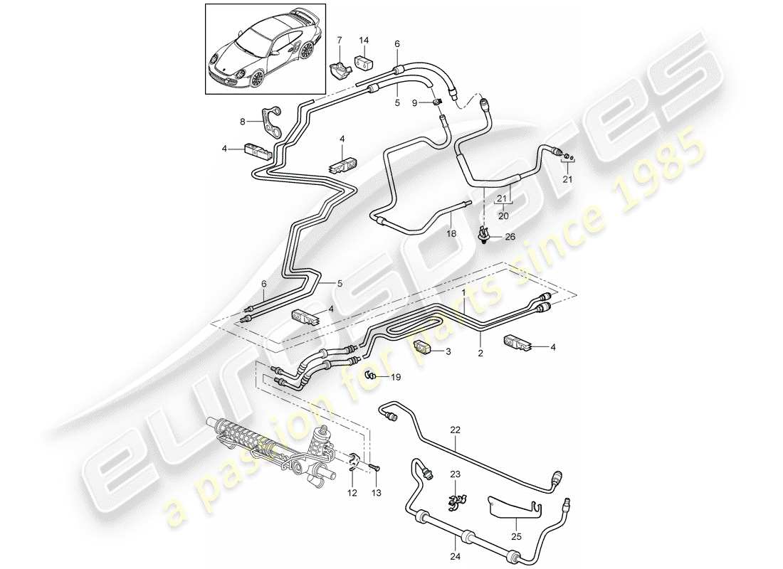 porsche 2011 (997-2 turbo / gt2 rs) servosterzo diagramma delle parti