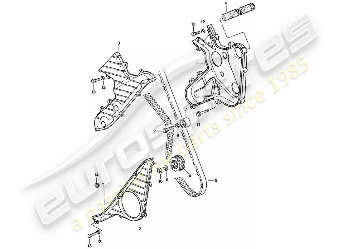 porsche 1984 (944) meccanismo di azionamento - albero a camme diagramma delle parti