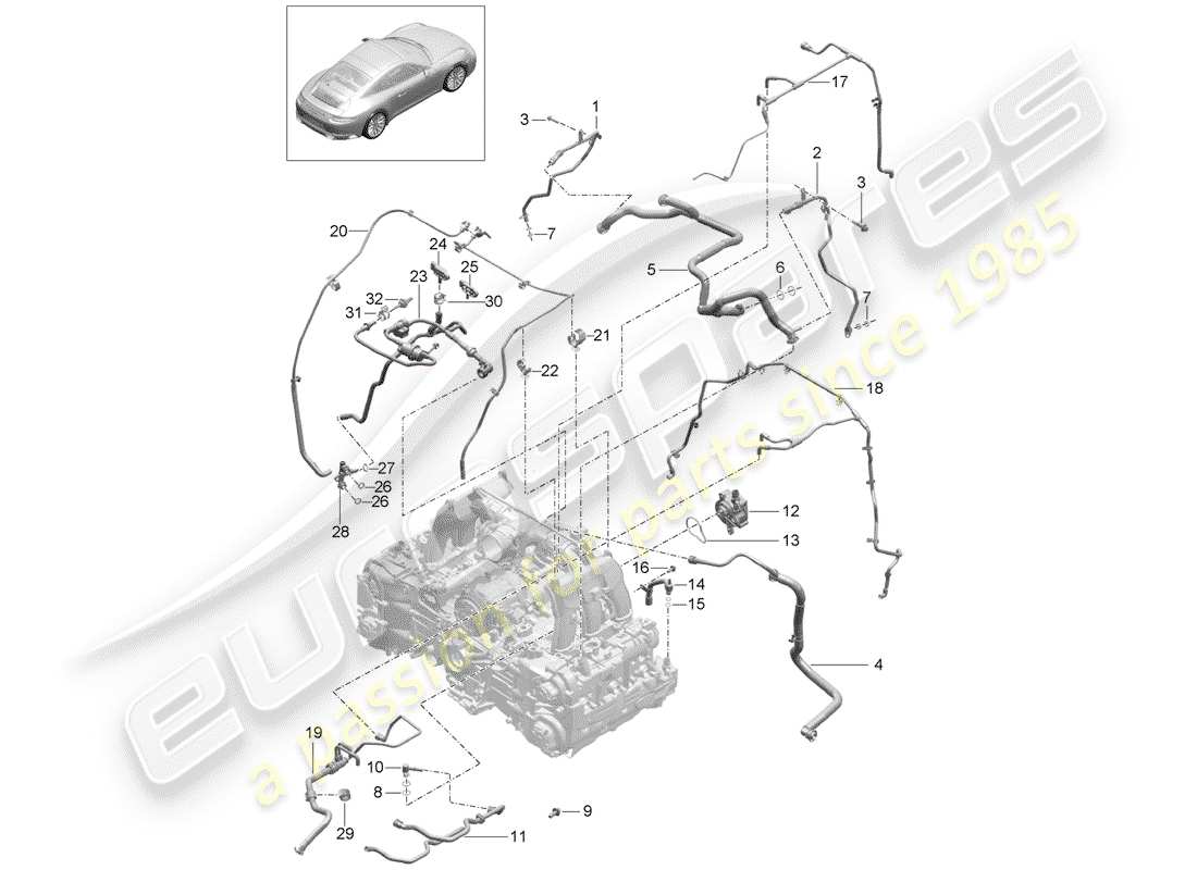 porsche 2020 (991-2) sfiato del basamento schema delle parti