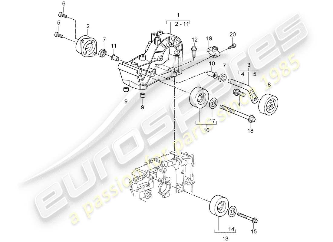 porsche 2007 (997-1) schema delle parti del tendicinghia