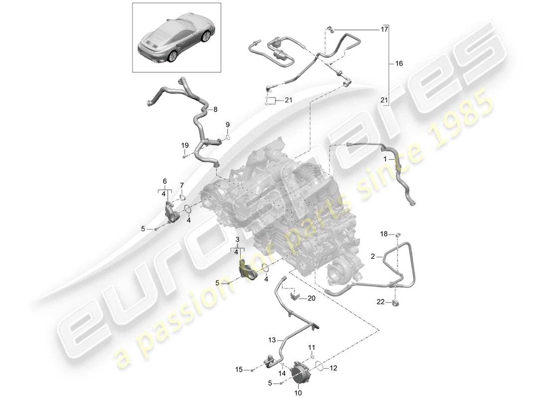porsche 2017 (991-2 turbo) schema delle parti del basamento