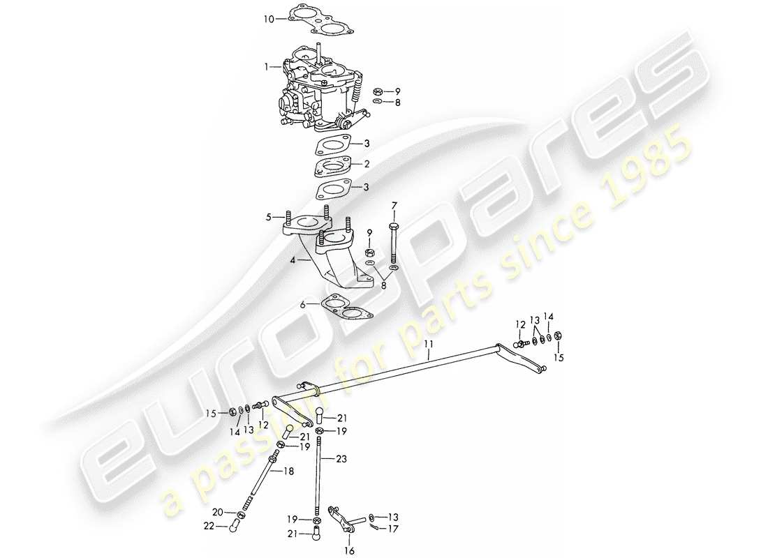 porsche 1966 (911/912) carburatore - sistema - con: - solex-40 pii-4 schema delle parti