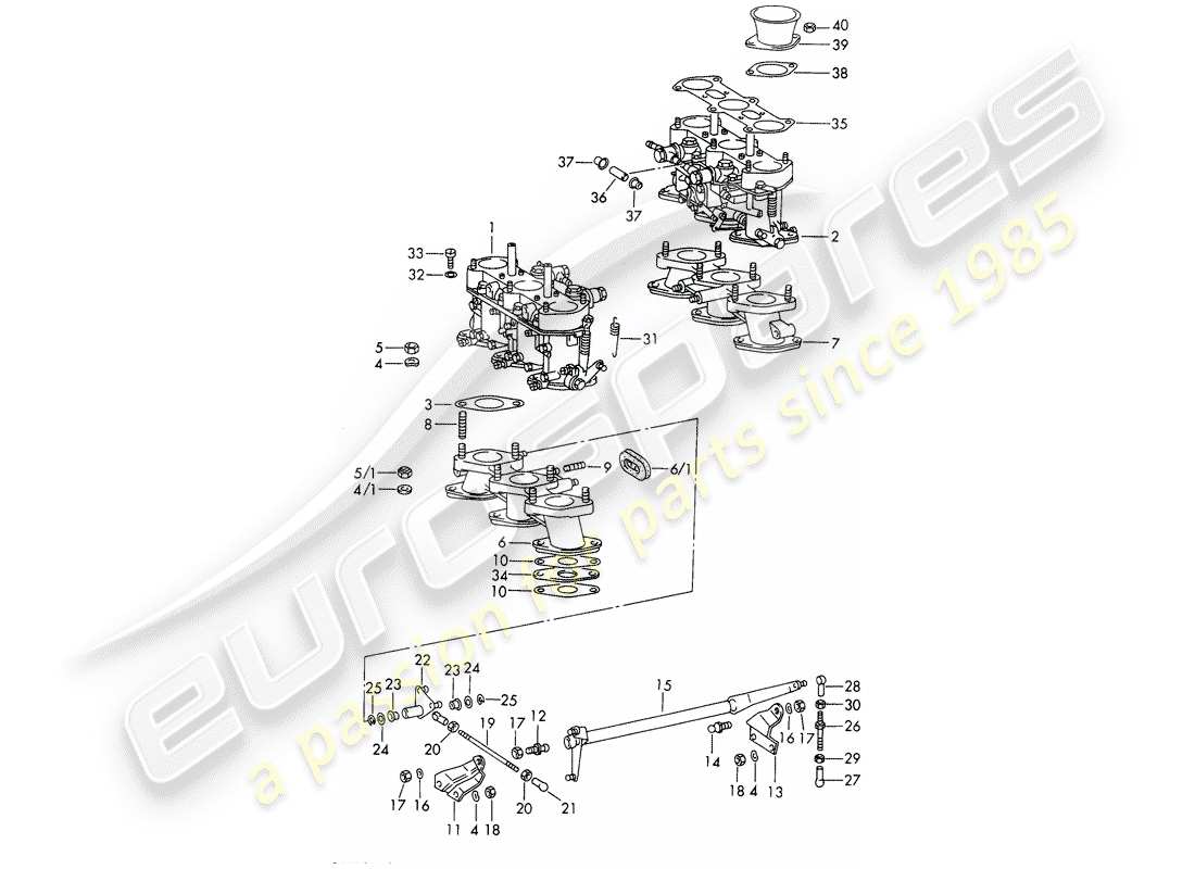 porsche 1966 (911/912) carburatore - sistema - - weber - - m 090 7001 >> schema delle parti