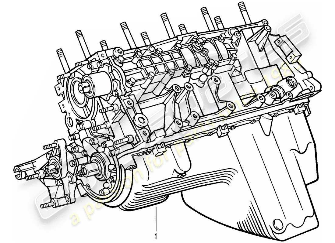 porsche 968 (1992) schema delle parti motore corto - basamento