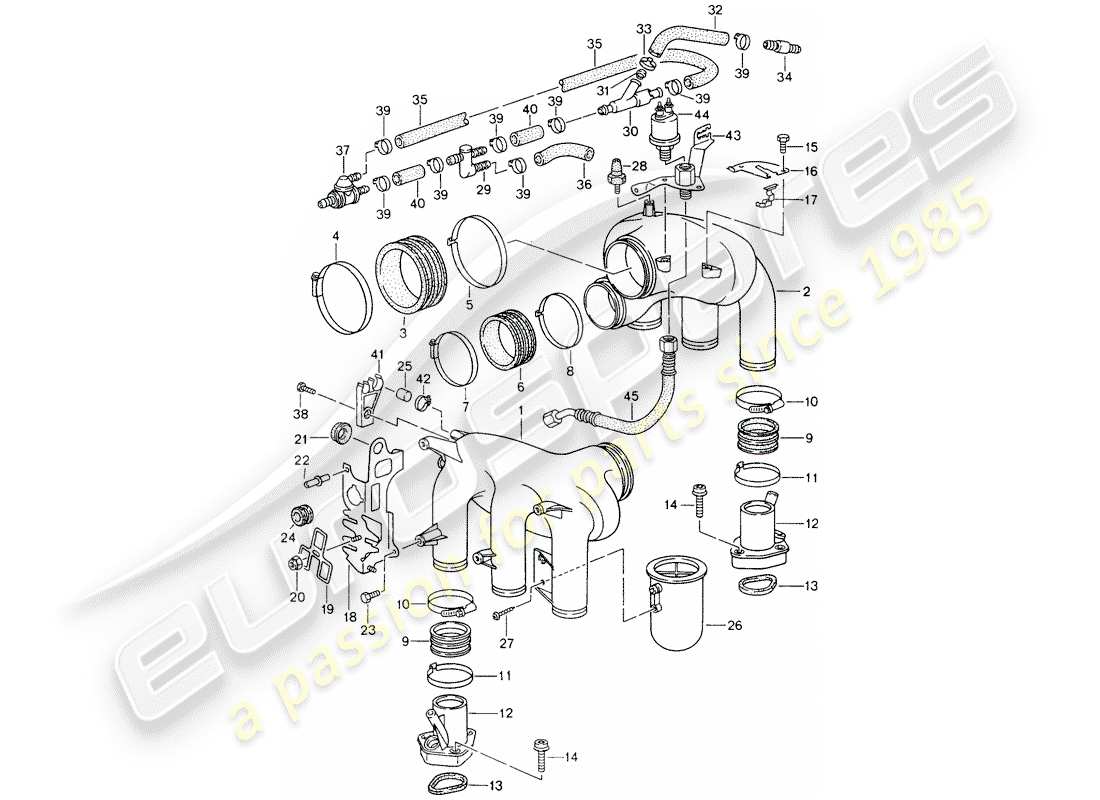 porsche 1994 (993) l-jetronic - distributore dell'aria aspirata diagramma delle parti