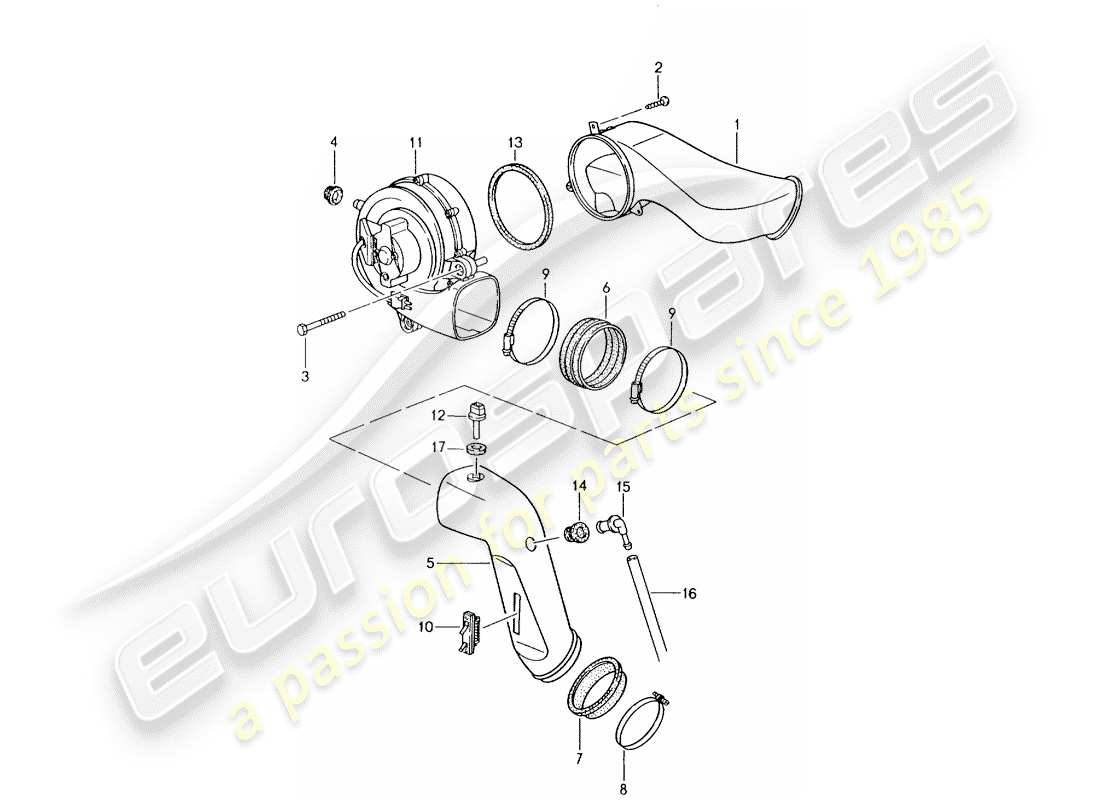 porsche 1990 (964) schema delle parti del soffiante aggiuntivo
