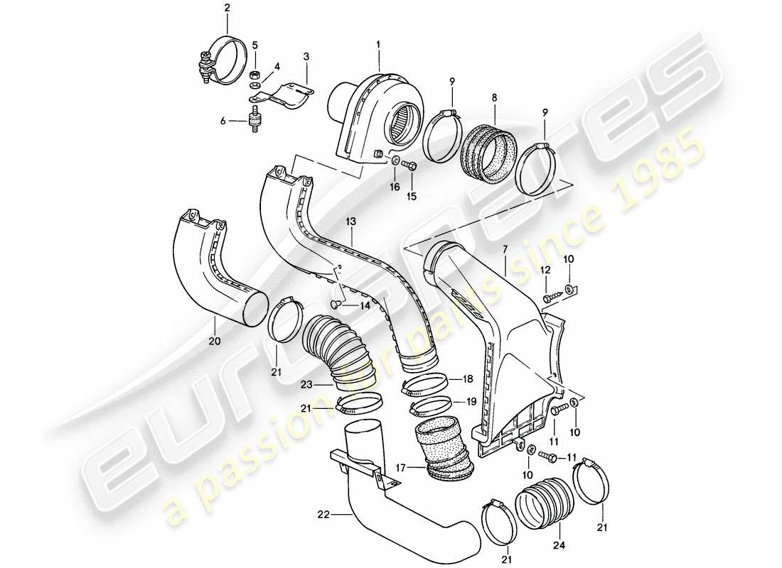 porsche 1985 (911) schema delle parti del soffiante aggiuntivo